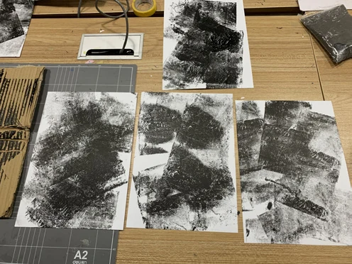 Original printmaking and texture experiments.
