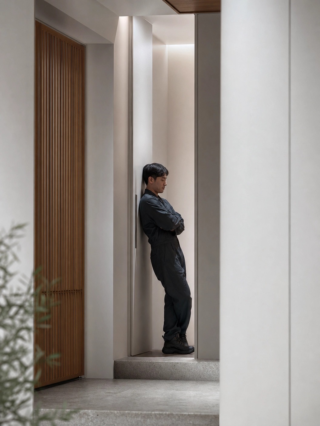 Refined Vertical Threshold Spine spatial integration study in a compact entryway.