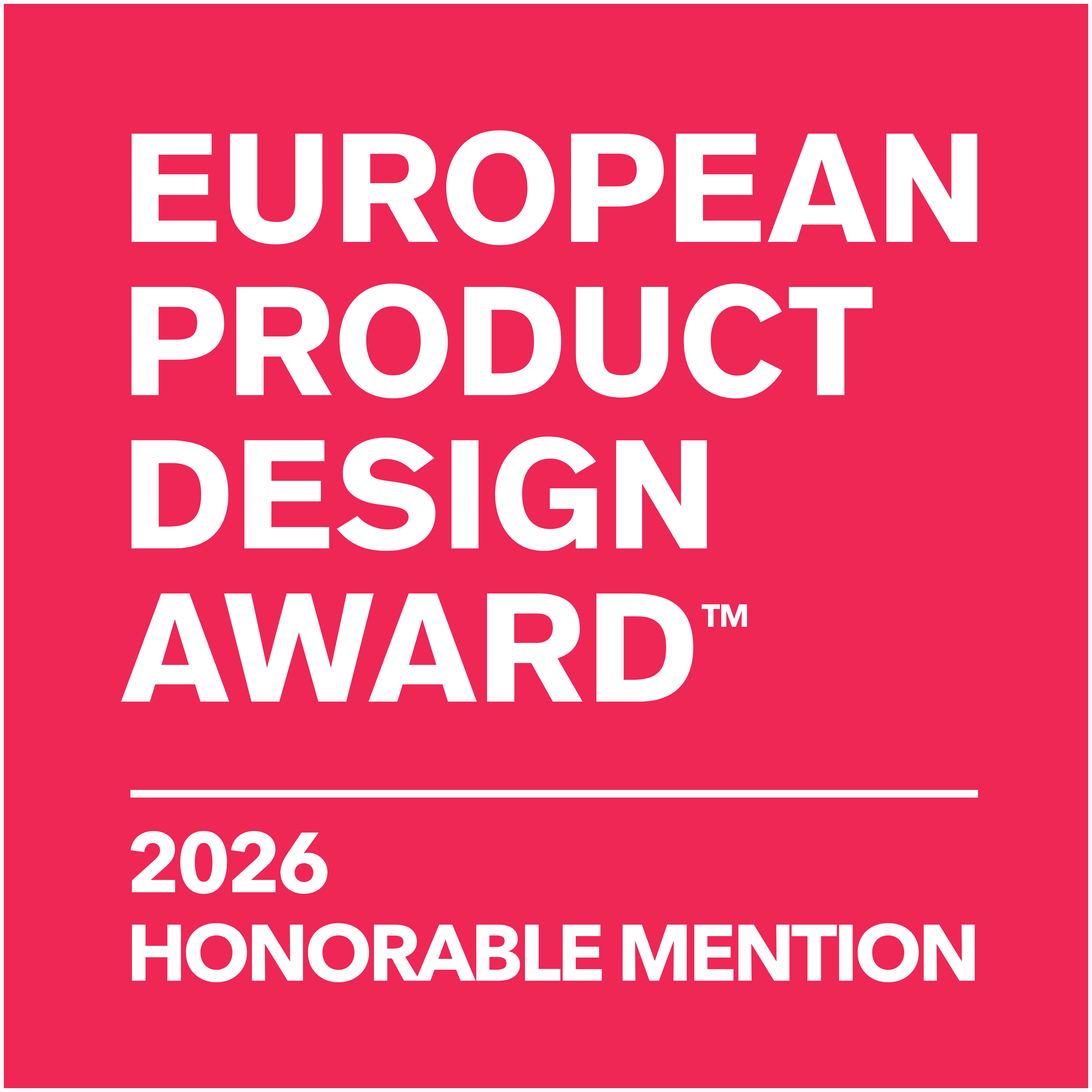 European Product Design Award 2026 Honorable Mention badge